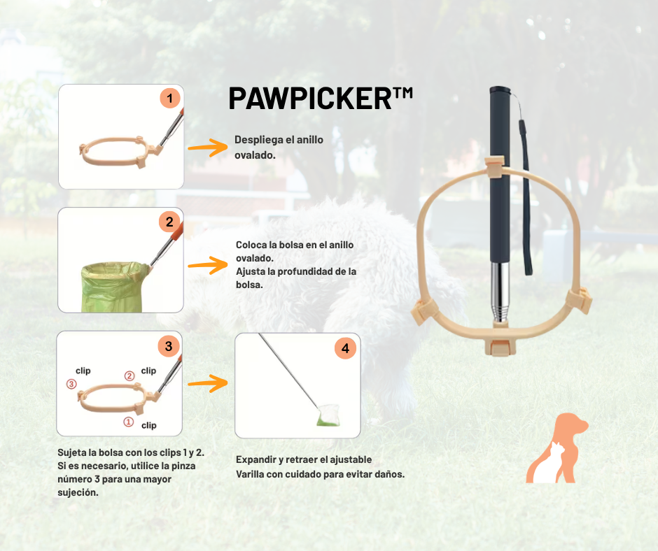PawPicker™ | Recogedor Retráctil para Perros sin Agacharse, Ideal para Personas Mayores, Dolor de Espalda y Embarazadas